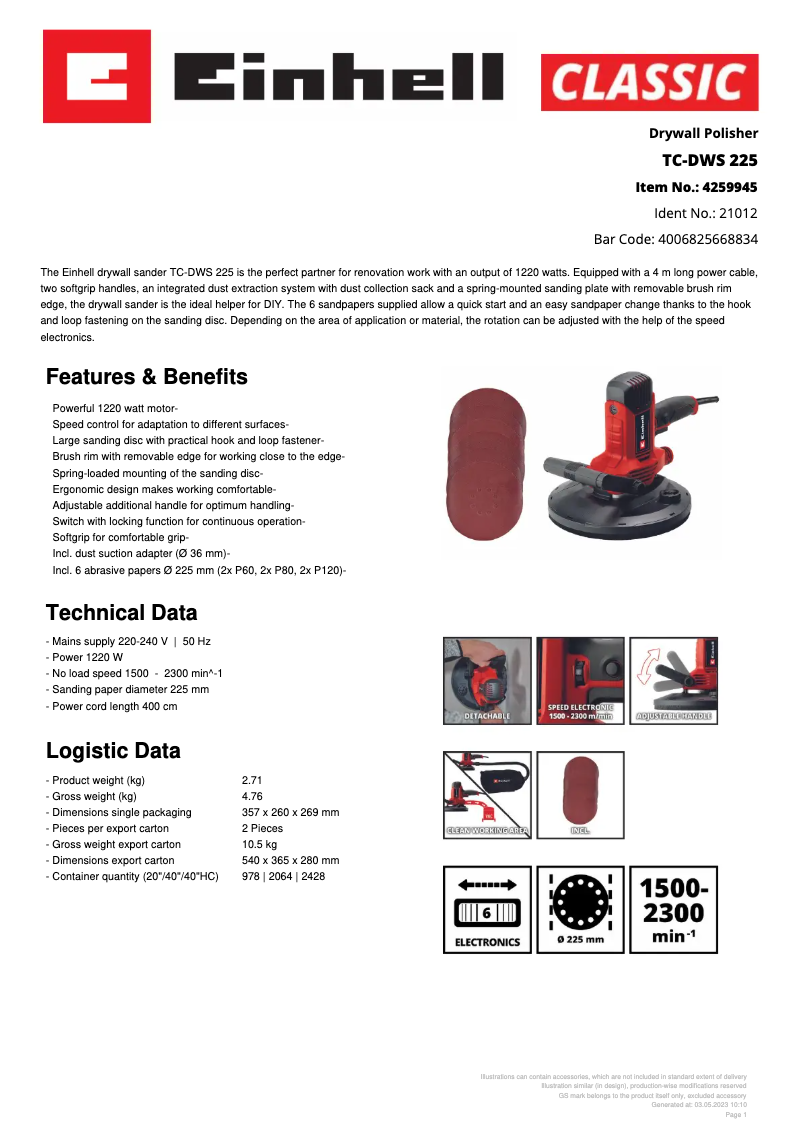Image de la première page du manuel de l'appareil TC-DWS 225