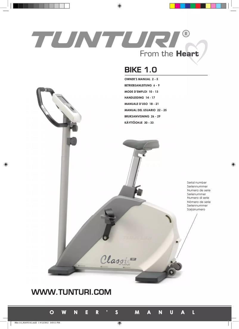 Page n°1 - Manuel utilisateur Tunturi Classic 1.0