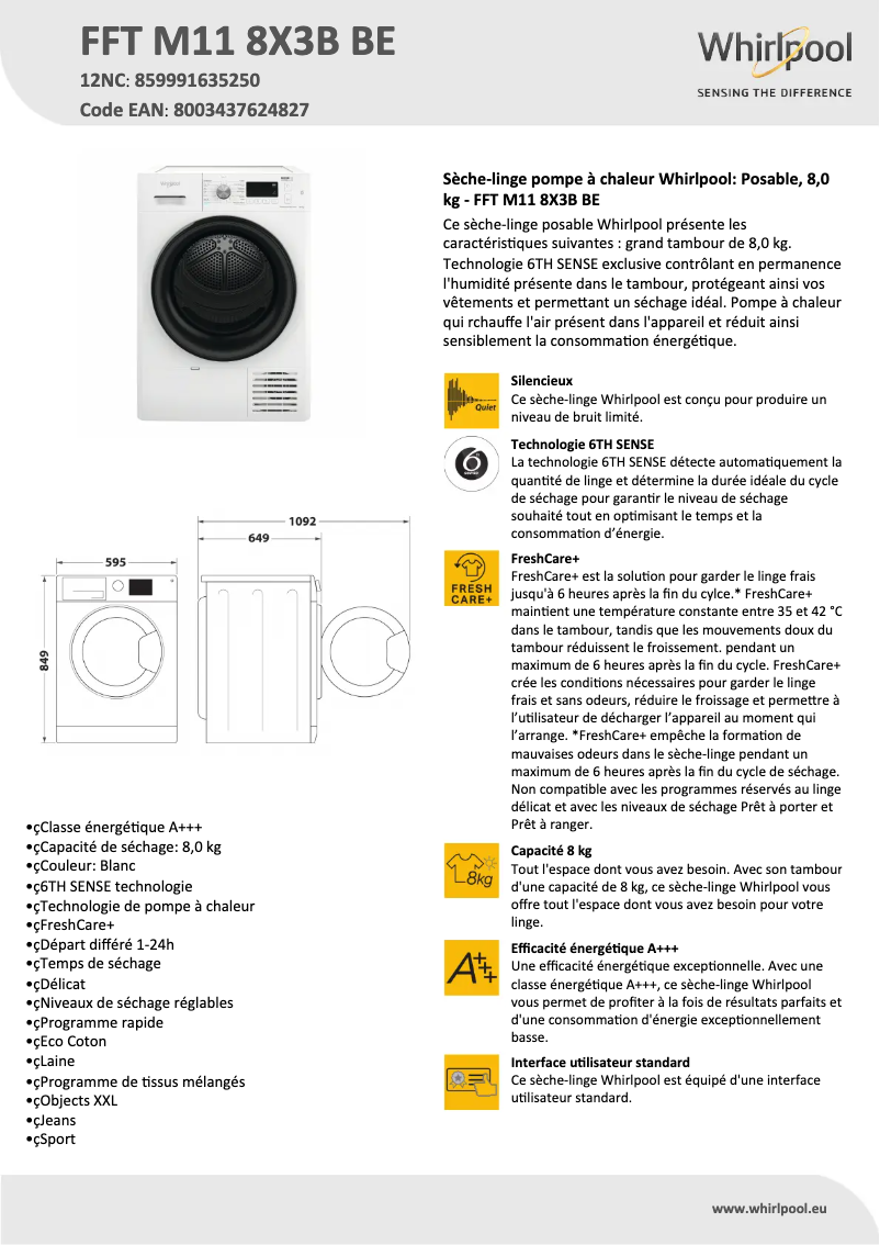 Image de la première page du manuel de l'appareil FFT M11 8X3B BE