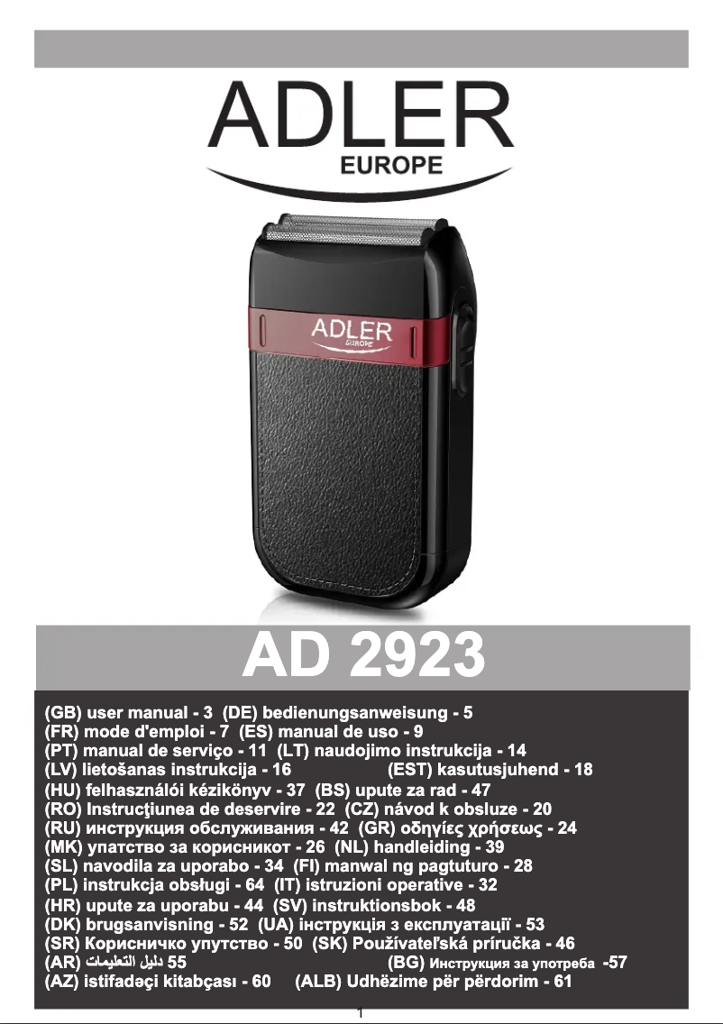 Image de la première page du manuel de l'appareil AD 2923