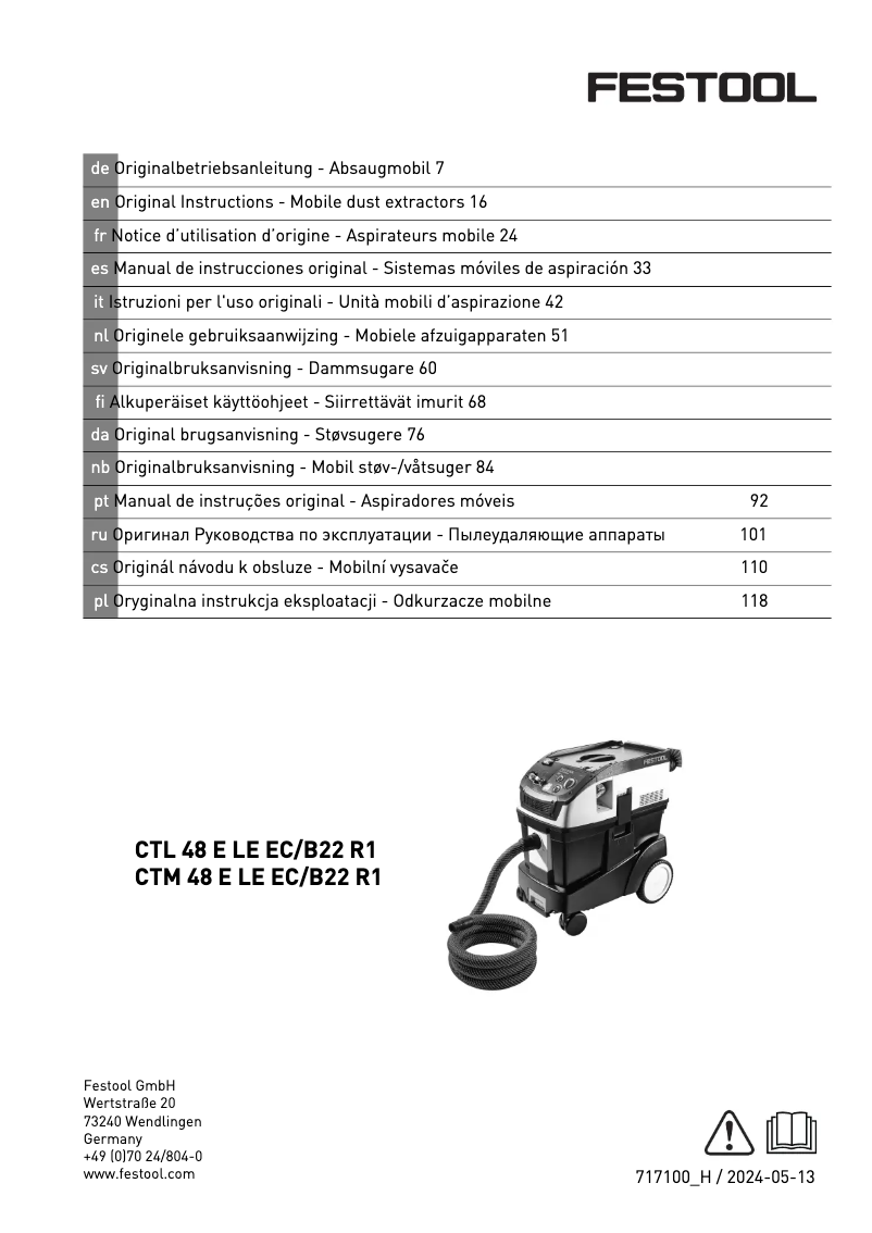 Image de la première page du manuel de l'appareil Cleantec CT 48 EC B22