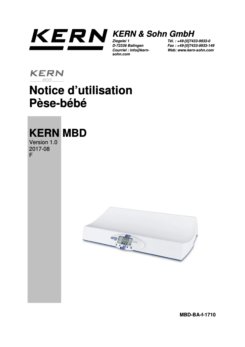 Page 1 de la notice Manuel utilisateur Kern MBD 20K-2S05