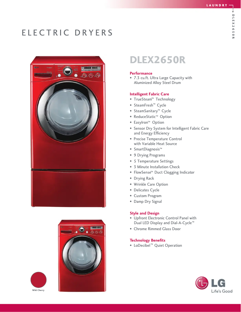 Page n°1 - Fiche technique LG DLEX2650R