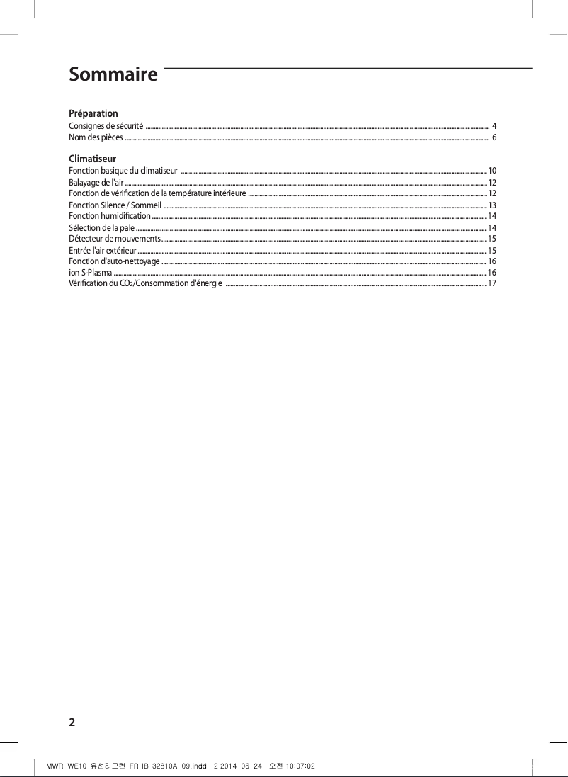 Page 1 de la notice Manuel utilisateur Samsung MWR-WH02