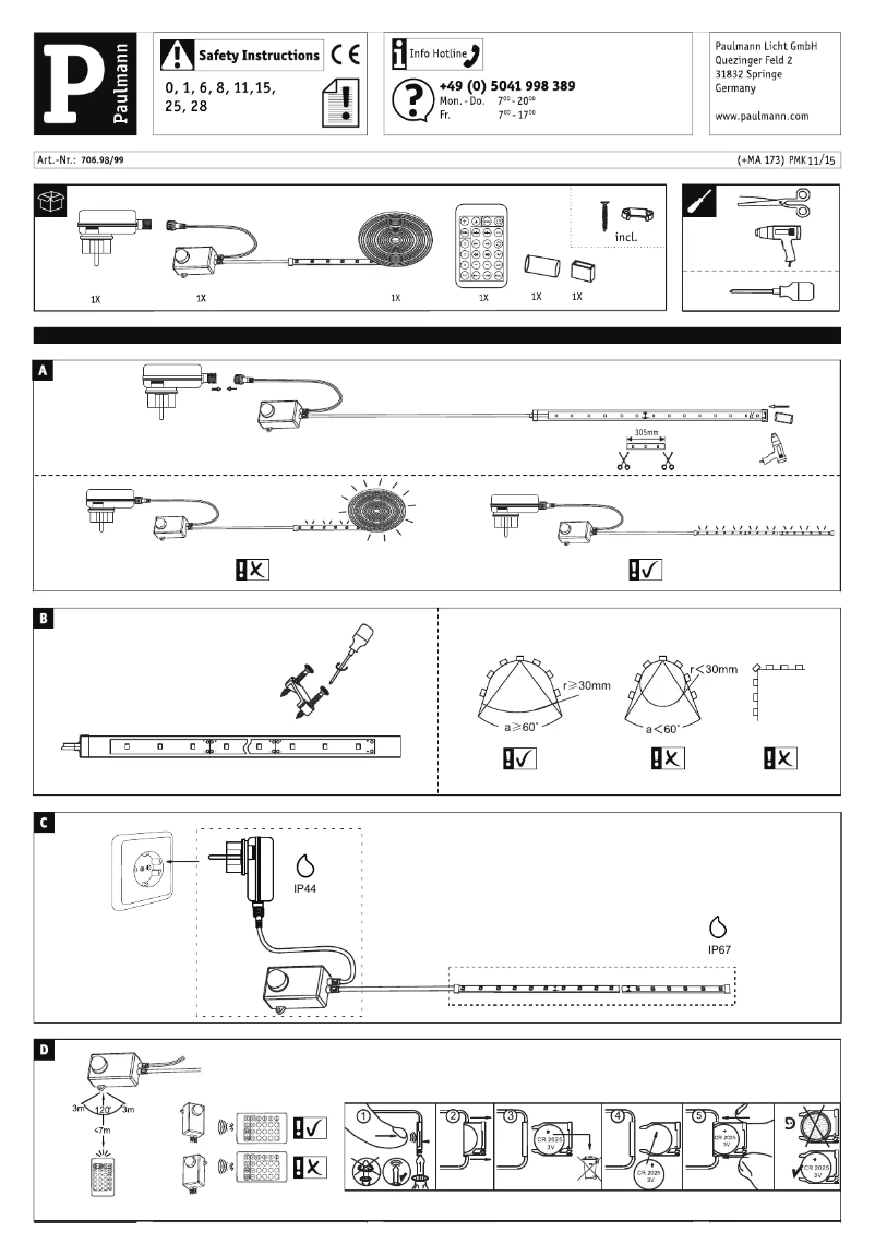 Page 1 de la notice Manuel utilisateur Paulmann WaterLED Motion Color