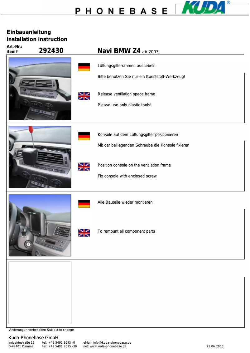 Page 1 of the manual User Manual Kuda 292435