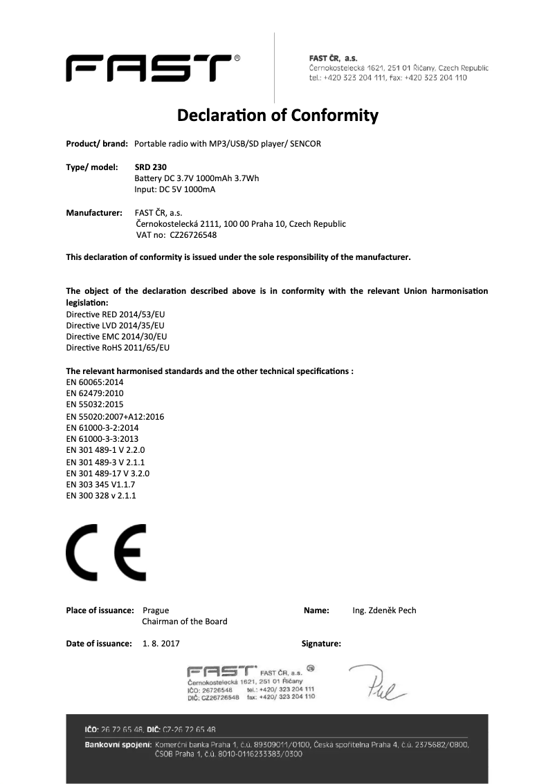 Page 1 de la notice Manuel utilisateur Sencor SRD 230