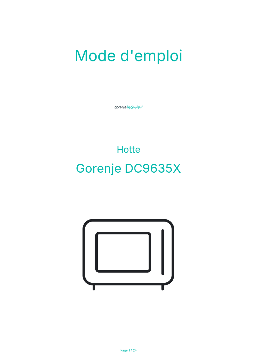 Page n°1 - Mode d'emploi Gorenje DC9635X