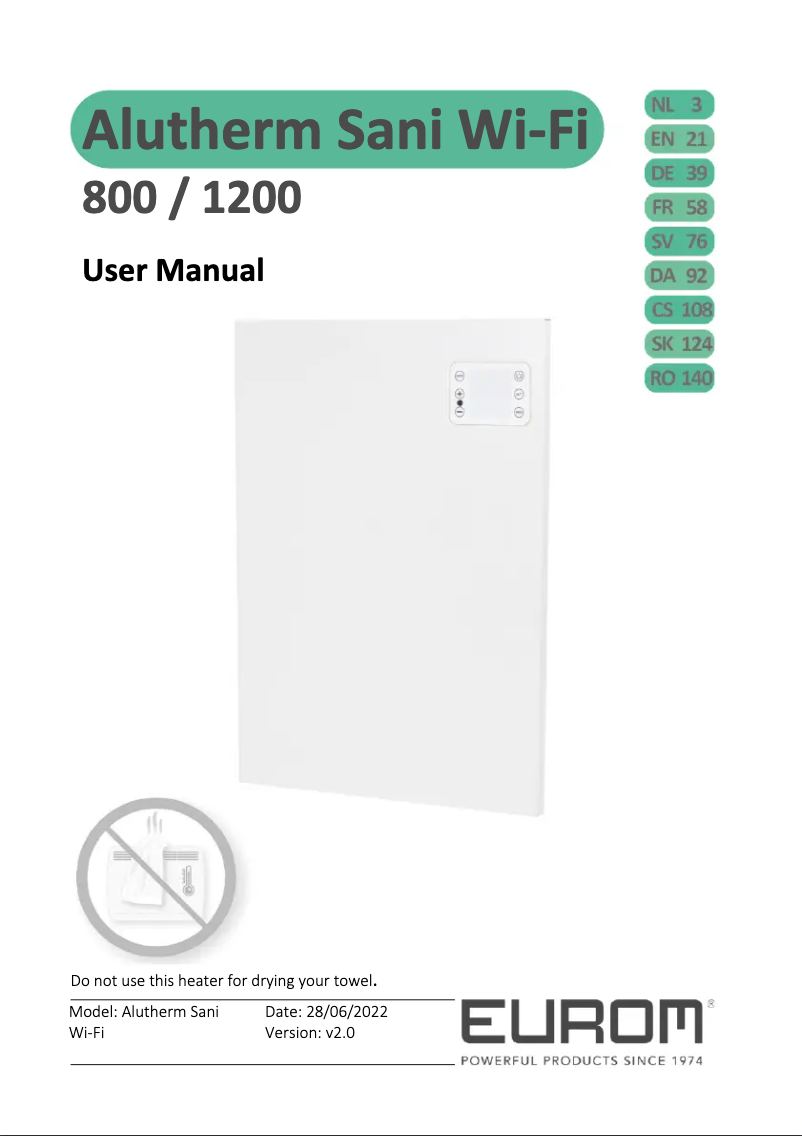 Página 1 del manual Manual de usuario Eurom Sani 800 Wifi