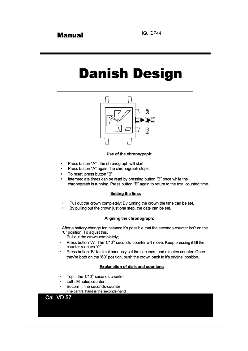 Page 1 de la notice Manuel utilisateur Danish Design Q744
