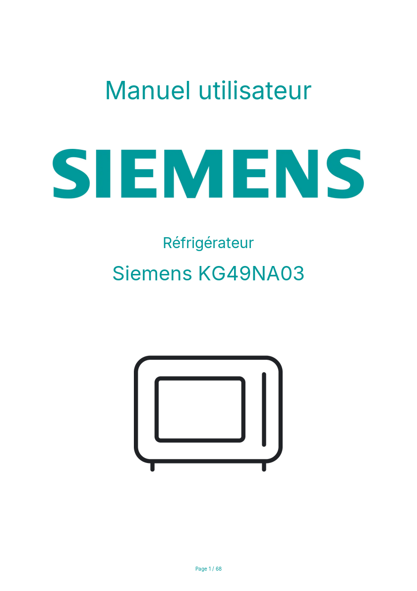 Page n°1 - Manuel utilisateur Siemens KG49NA03