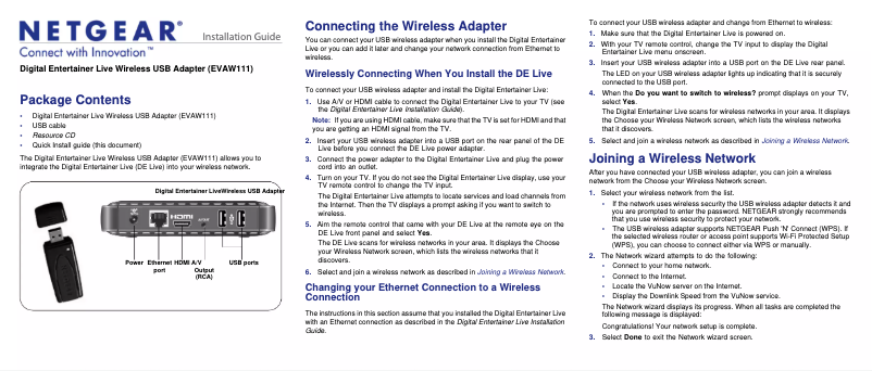 Page 1 de la notice Manuel utilisateur Netgear EVAW111