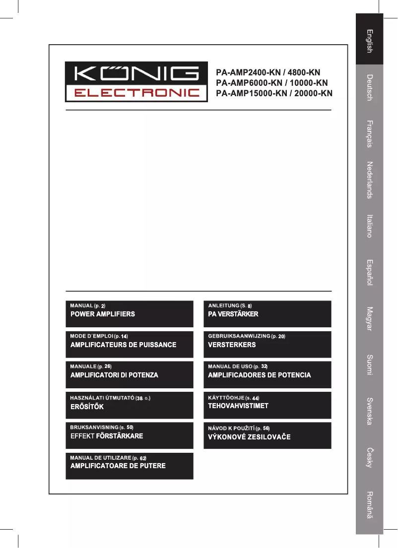 Page n°1 - Manuel utilisateur Konig PA-AMP20000-KN