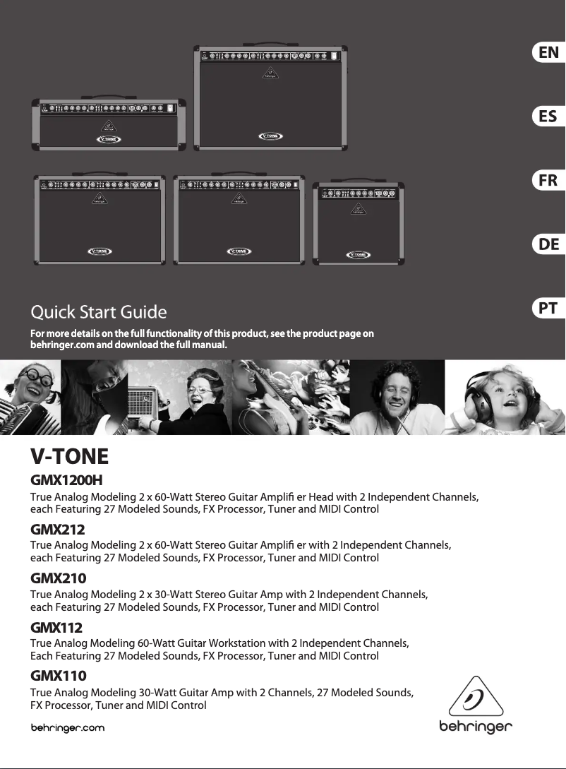 Page 1 de la notice Guide de démarrage rapide Behringer V-Tone GMX210