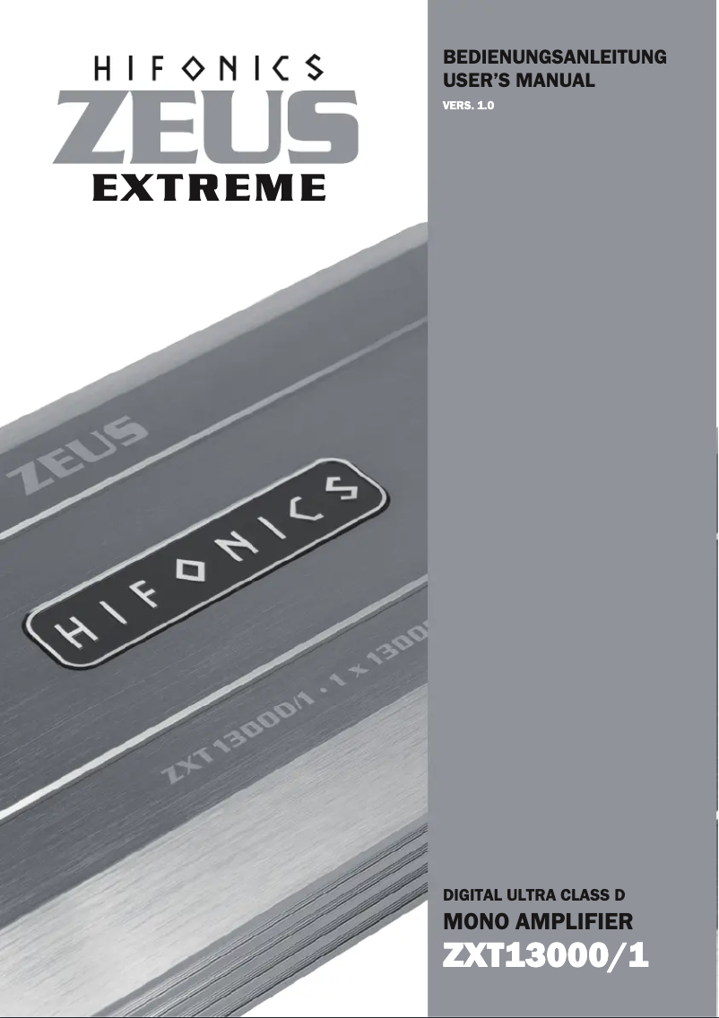 Page 1 de la notice Manuel utilisateur Hifonics Zeus Extreme ZXT13000/1