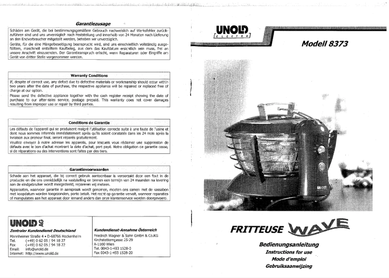 Page 1 of the manual User Manual Unold 8373