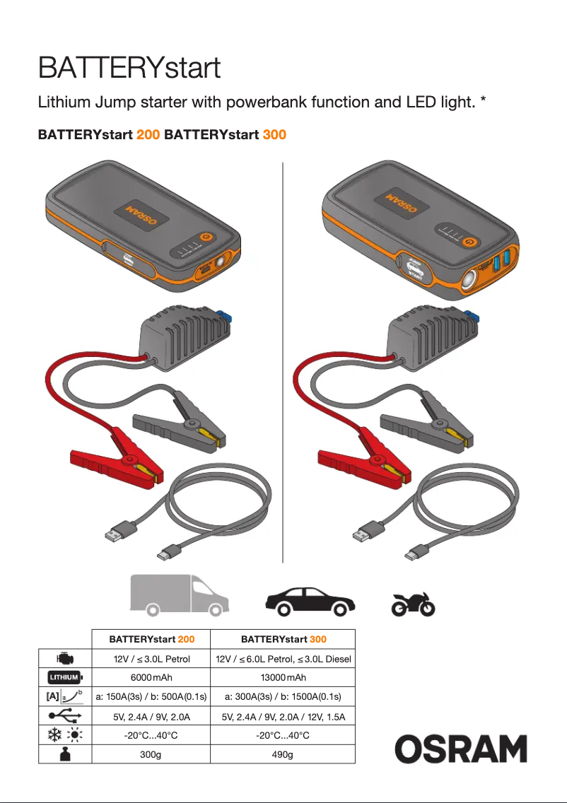 Image de la première page du manuel de l'appareil BATTERYstart 300