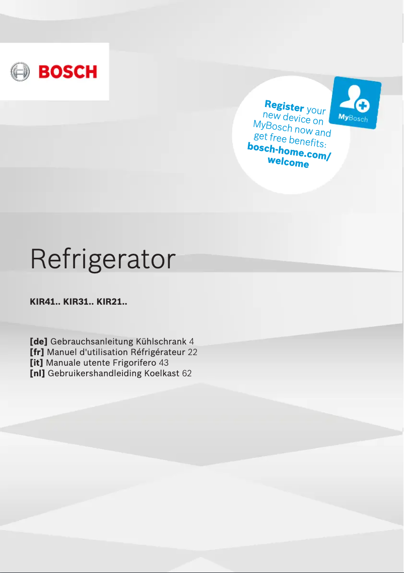 Page n°1 - Manuel utilisateur Bosch MKK088RE4A