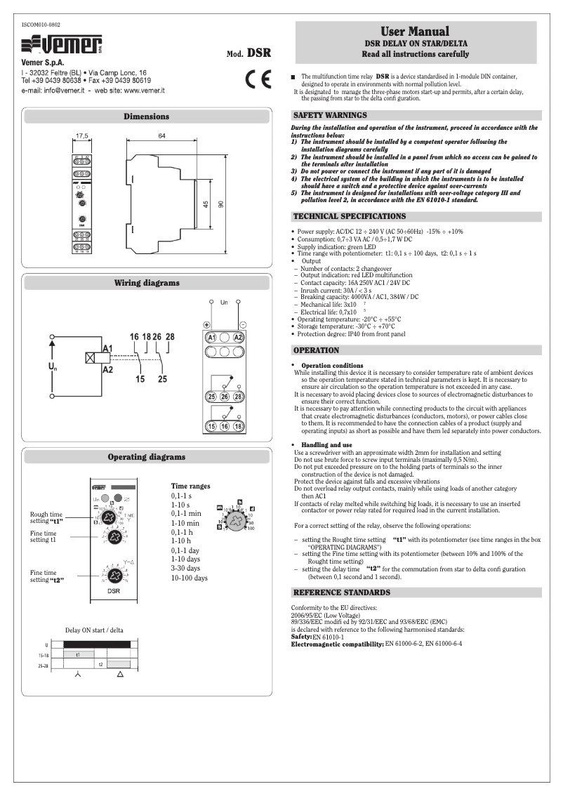 Página 1 del manual Manual de usuario Vemer DSR