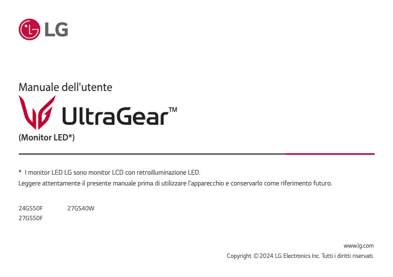 Page n°1 - Manuel utilisateur LG 27GS50F