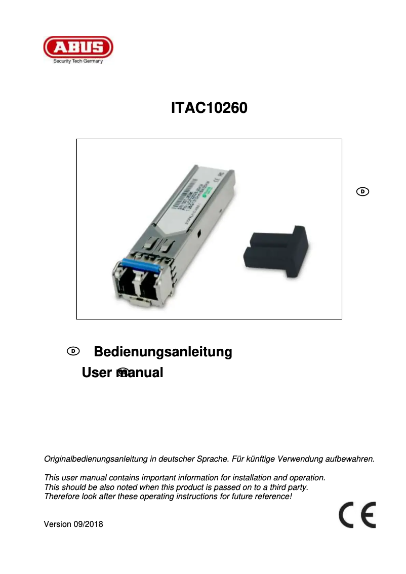 Imagen de la primera página del manual del dispositivo ITAC10260