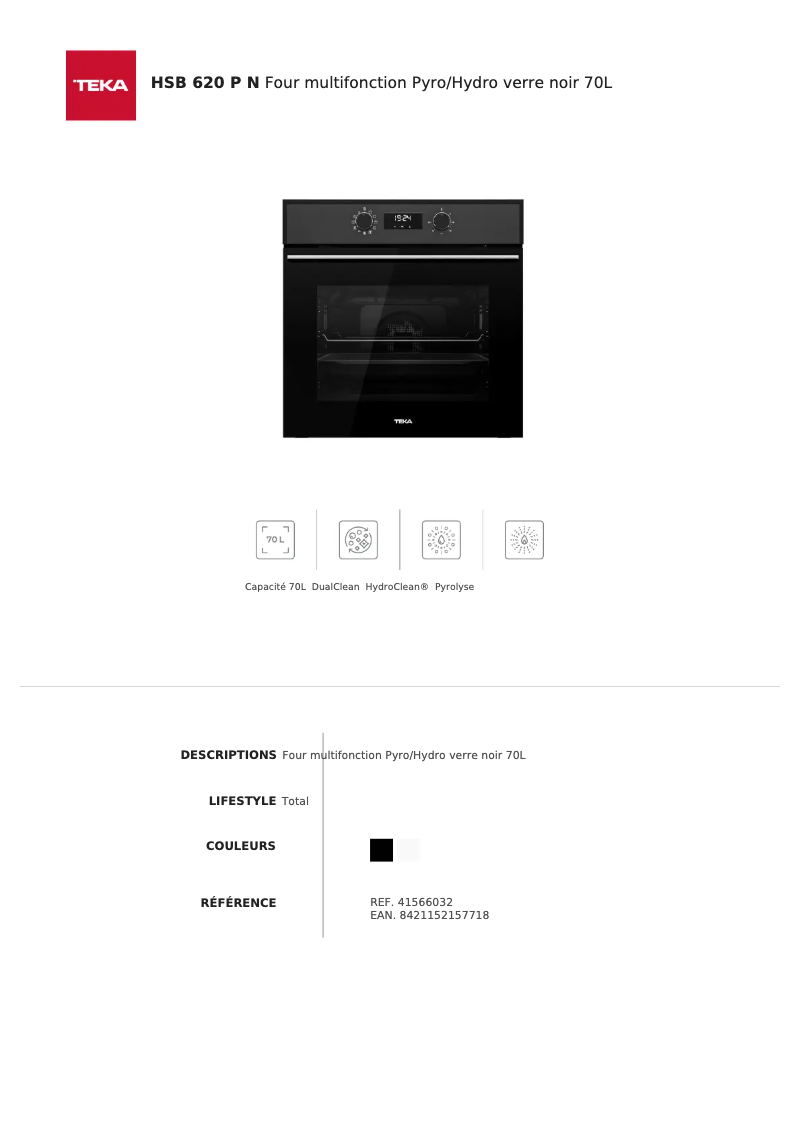 Page n°1 - Fiche technique Teka HSB 620 P N