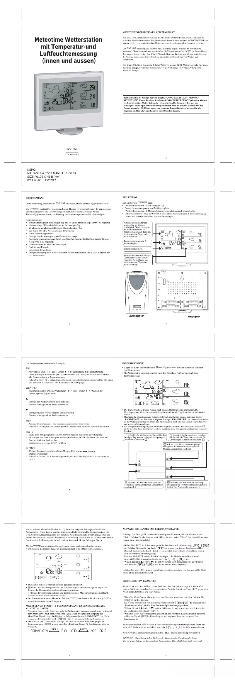 Page 1 de la notice Manuel utilisateur Techno Line WM 5200