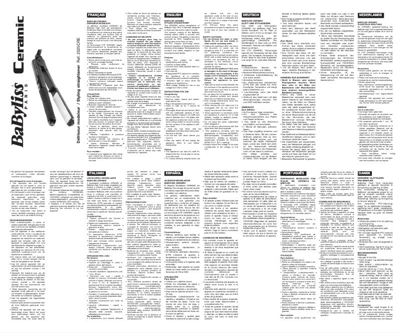 Page 1 de la notice Manuel utilisateur BaByliss 2025 CRE
