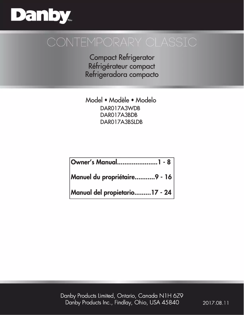 Page n°1 - Manuel utilisateur Danby DAR026A2BSLDB