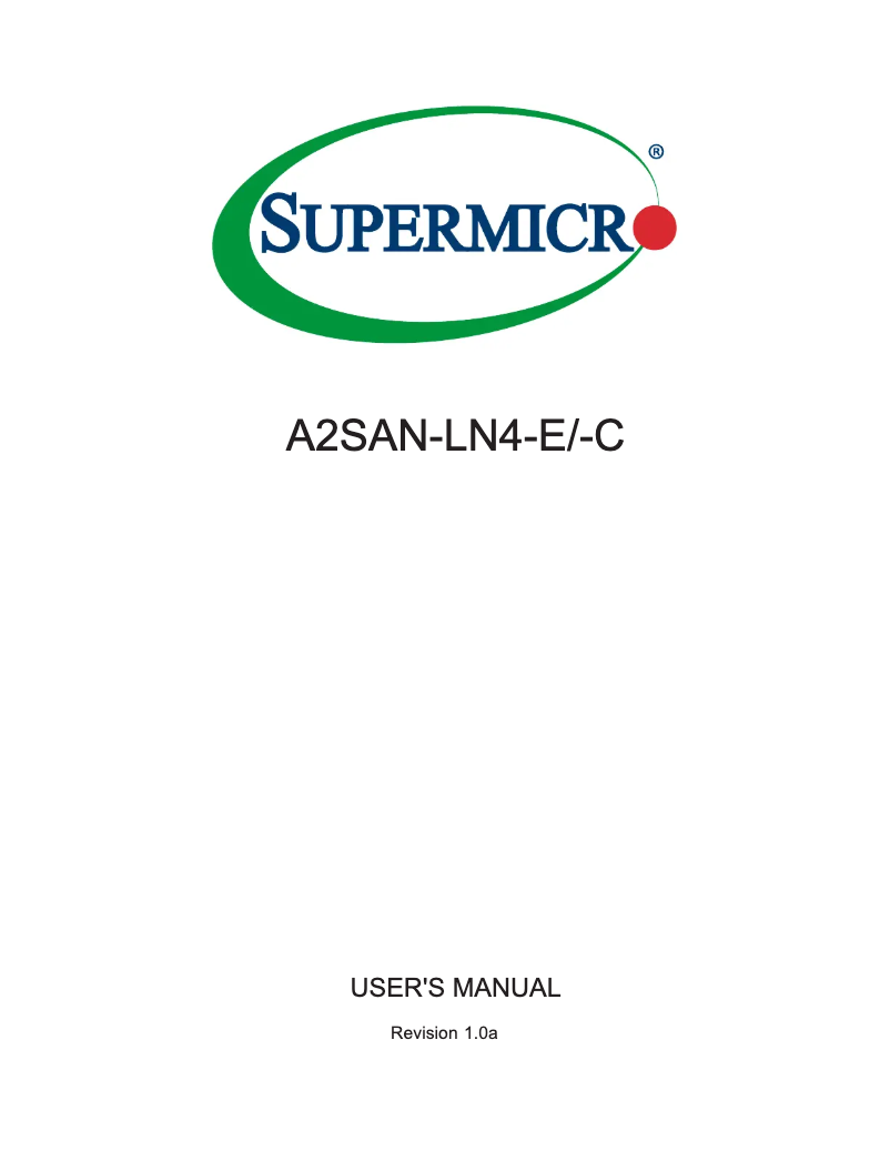 Page 1 de la notice Manuel utilisateur Supermicro A2SAN-LN4-E