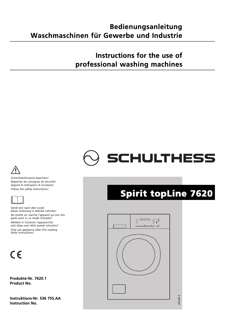 Page 1 de la notice Manuel utilisateur Schulthess Spirit TopLine 7620