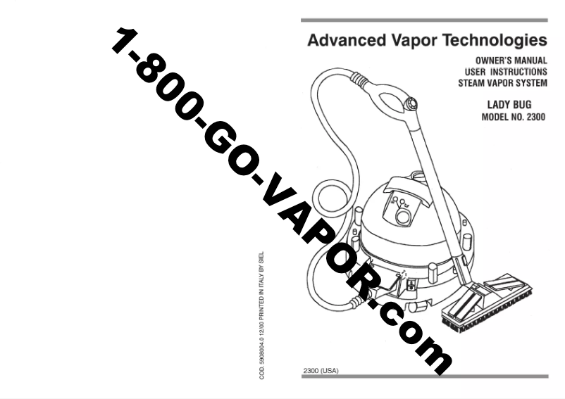 Page n°1 - Manuel utilisateur Vapor Lady Bug 2300