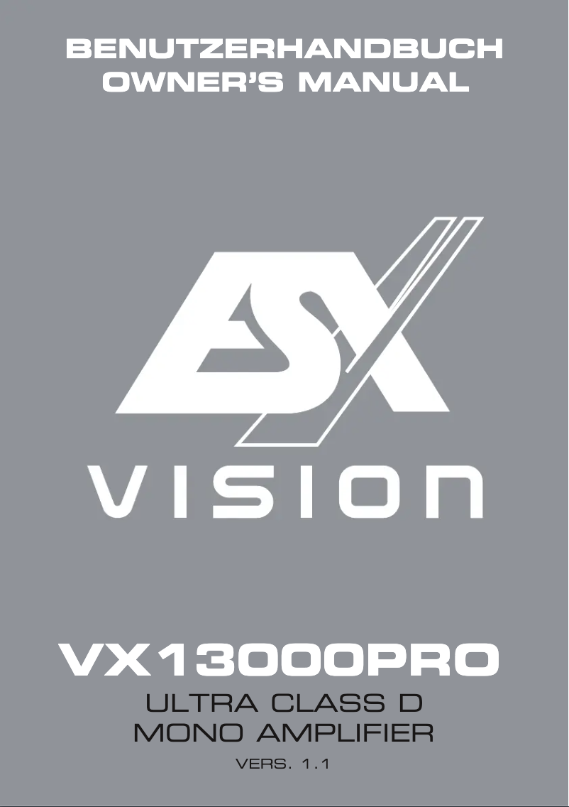 Image de la première page du manuel de l'appareil Vision VX13000 PRO