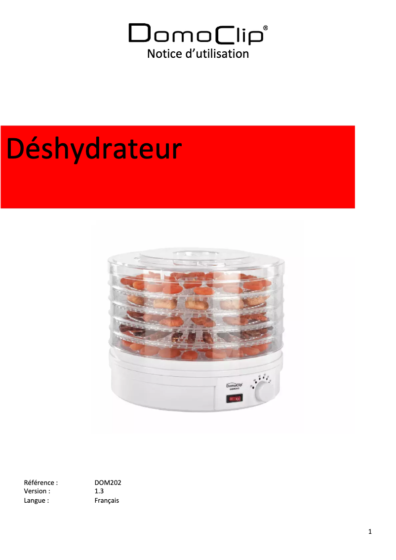 Image de la première page du manuel de l'appareil DOM202