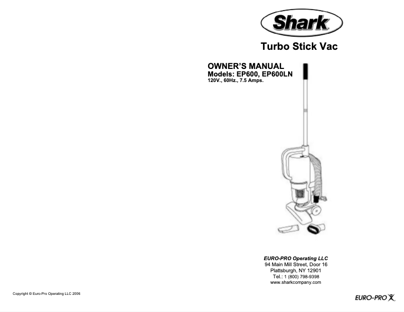 Image de la première page du manuel de l'appareil Euro-Pro EP600