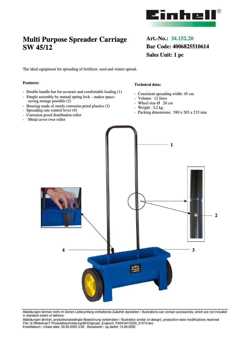 Page n°1 - Manuel utilisateur Einhell SW 45/12