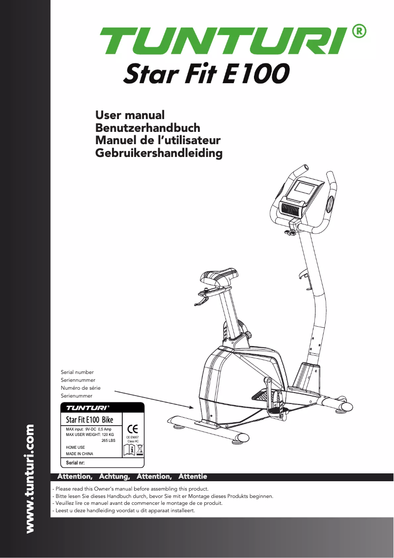 Page n°1 - Manuel utilisateur Tunturi Star Fit E100 HR i