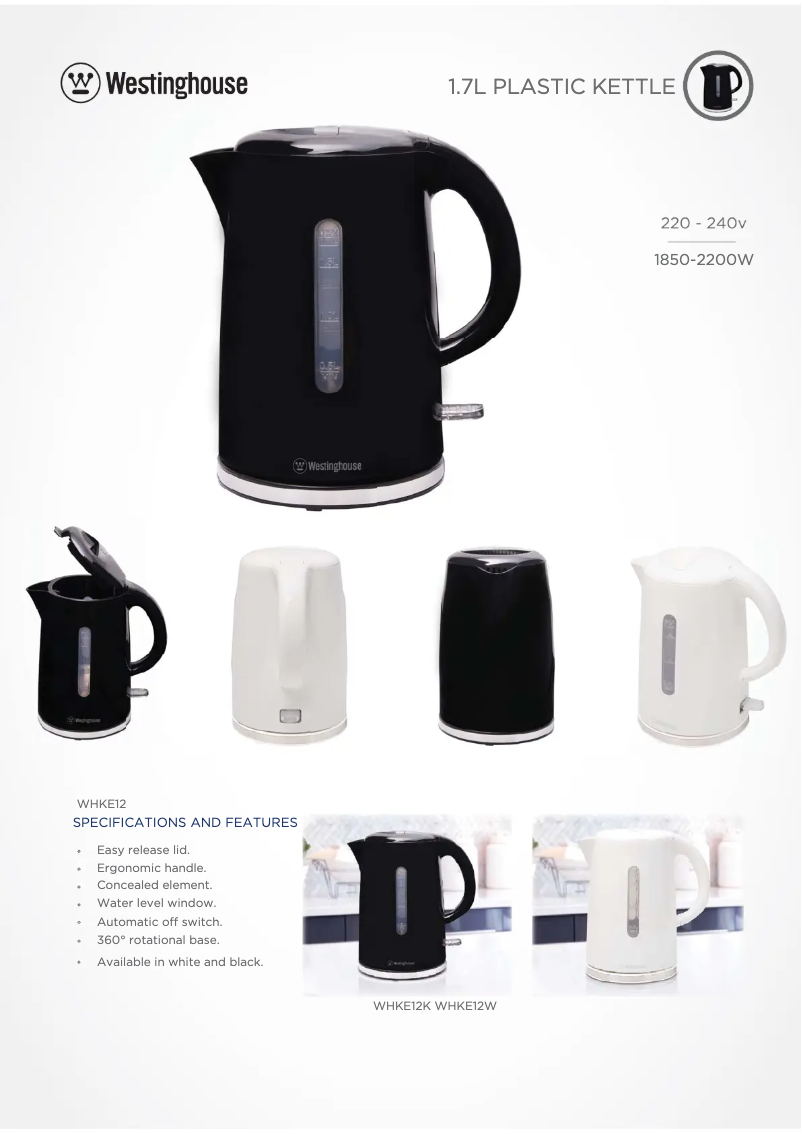 Page n°1 - Fiche technique Westinghouse WHKE12K