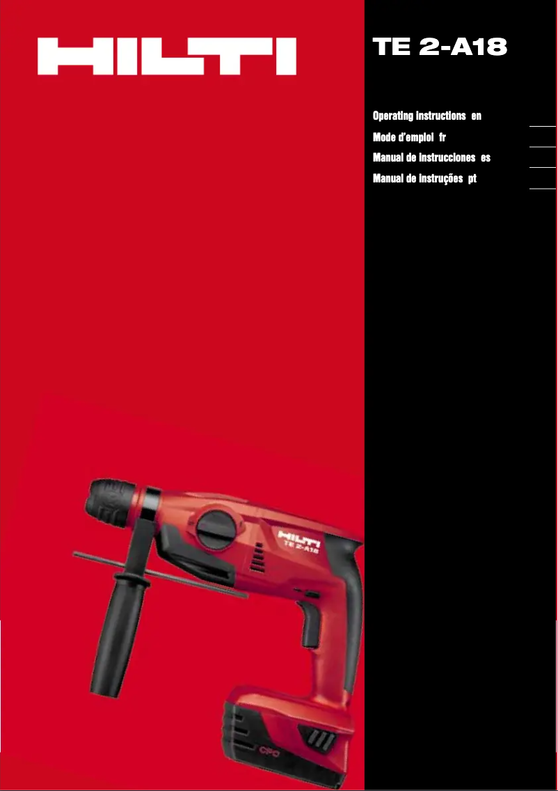 Page 1 de la notice Manuel d'utilisation et d'entretien Hilti TE 2 A
