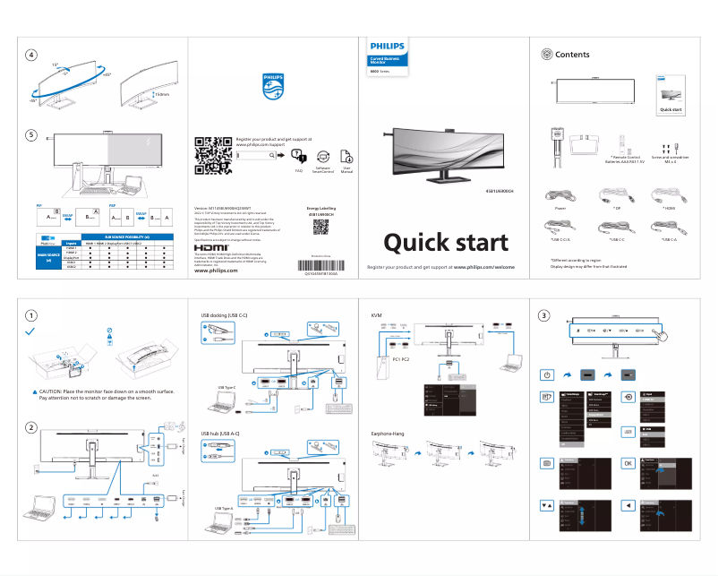 Page n°1 - Guide de démarrage rapide Philips 45B1U6900CH