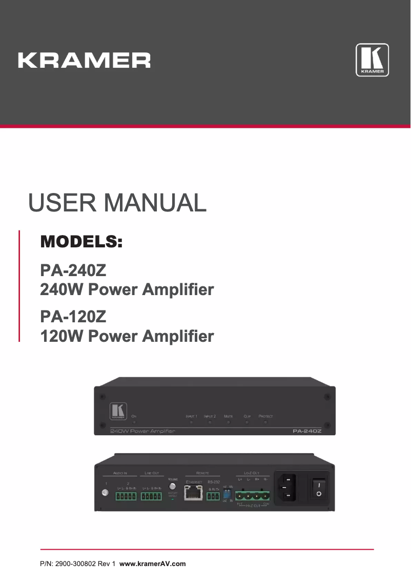 Imagen de la primera página del manual del dispositivo PA-240Z