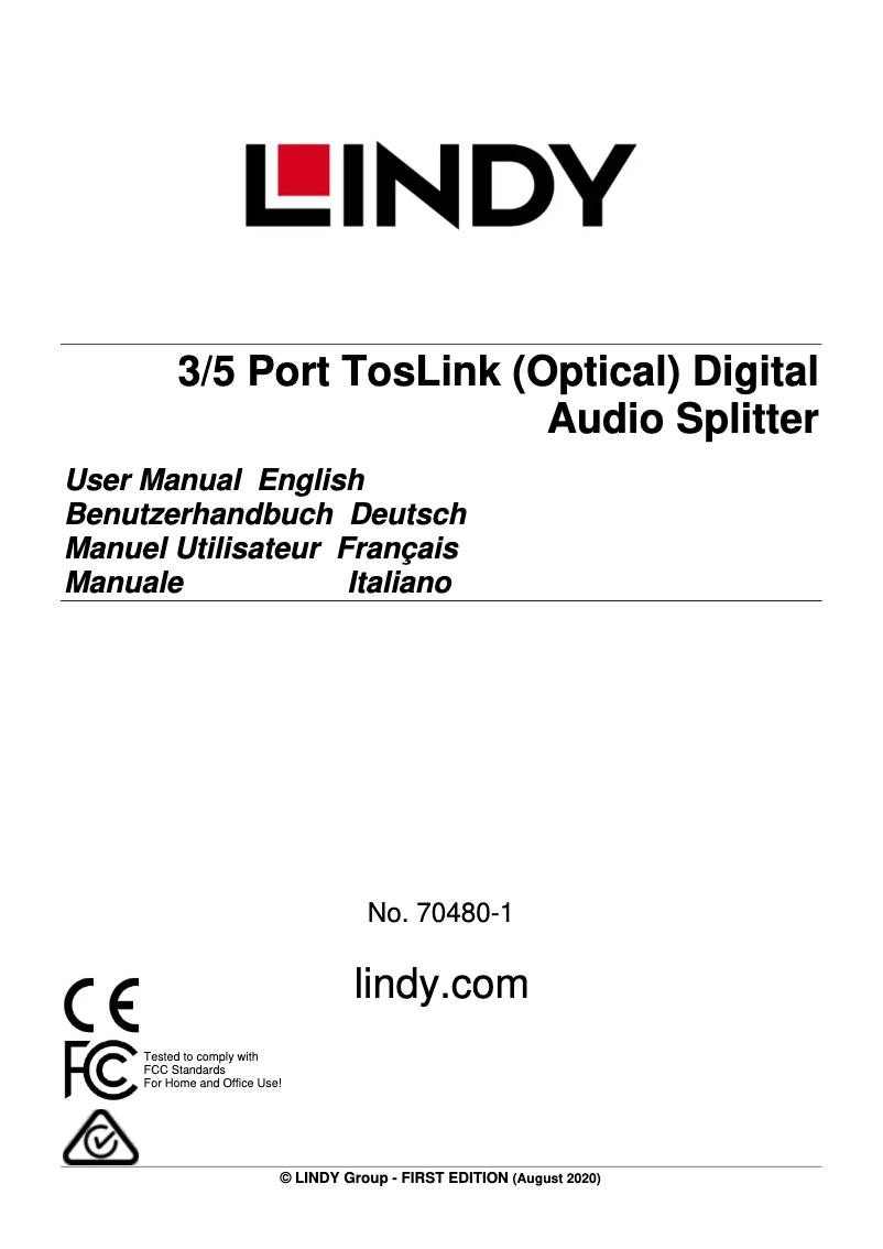 Page 1 de la notice Manuel utilisateur Lindy 70481