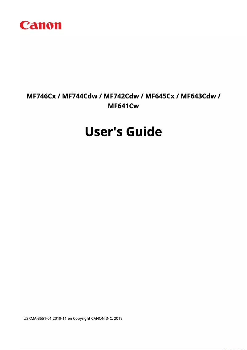 Page 1 de la notice Manuel utilisateur Canon i-Sensys MF746Cx