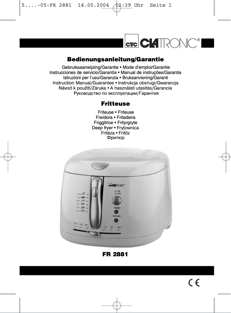 Page 1 de la notice Manuel utilisateur Clatronic FR 2881