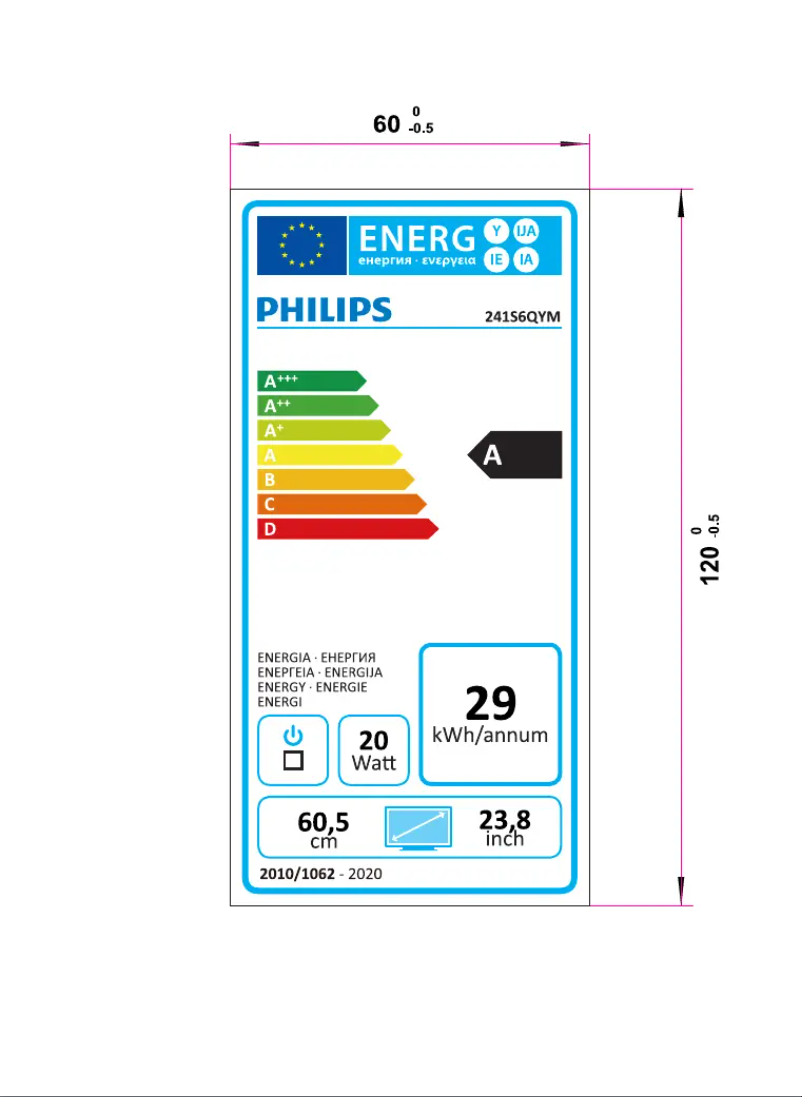Page n°1 - Label énergétique Philips Brilliance 241S6QYMB