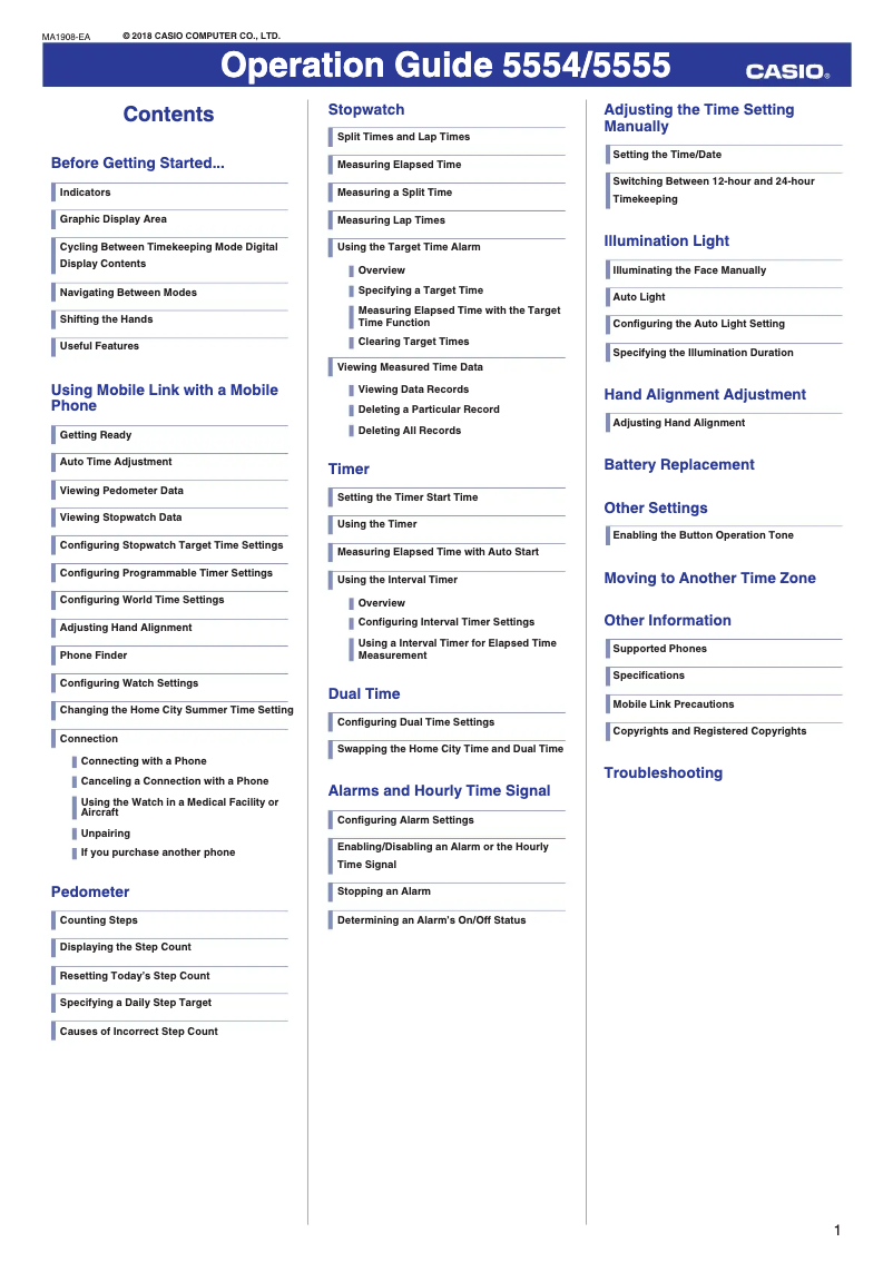 Page 1 de la notice Manuel utilisateur Casio G-Shock GBA-800SF-1AER