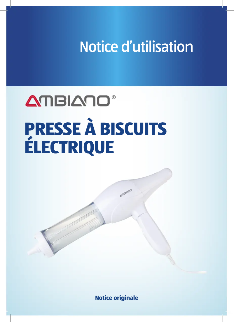 Page 1 de la notice Manuel utilisateur Ambiano GT-SF-CPR-01