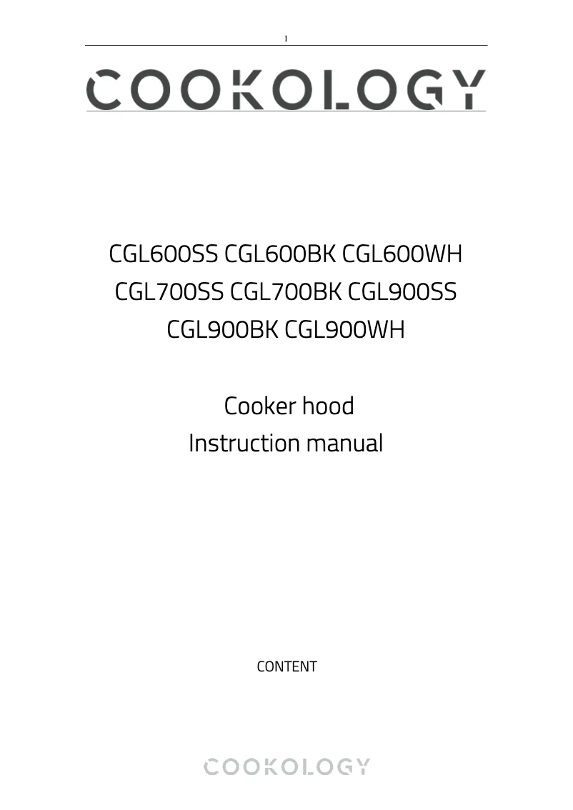 Page n°1 - Manuel utilisateur Cookology CGL700BK/A