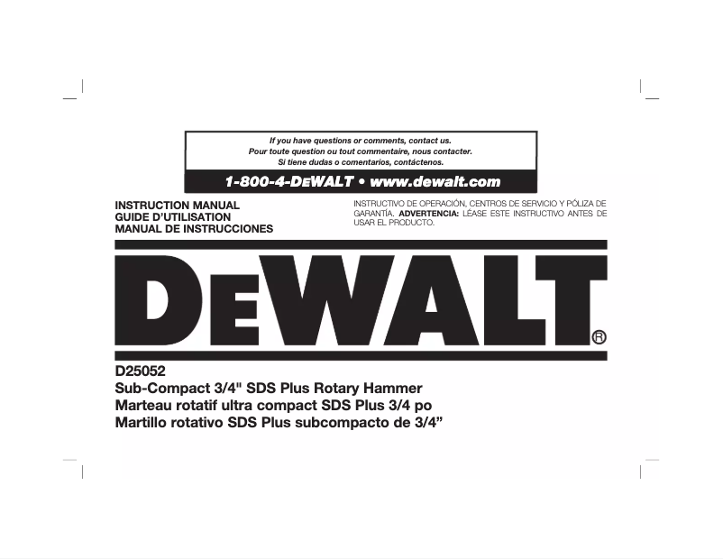 Image de la première page du manuel de l'appareil D25052K