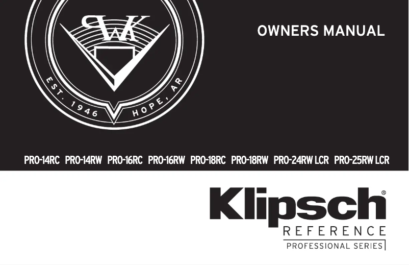 Page n°1 - Manuel utilisateur Klipsch PRO-14RC